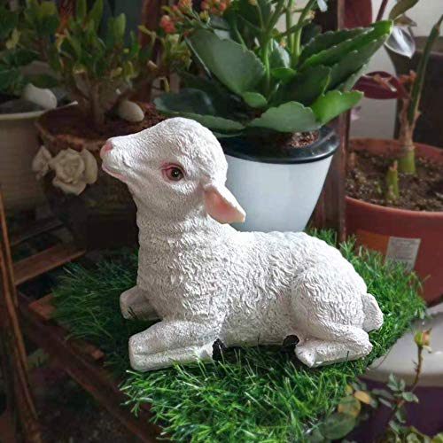 Outdoor Lamb Statue,Garden Farm Baby Sheep Sculpture,Decorative Animal Figure Farmhouse Decor B 21X8X22Cm(8X3X9Inch) #TOP5