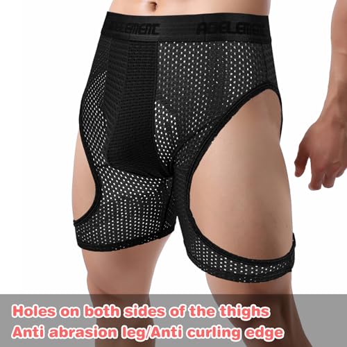 Evankin Mens Sexy Underwear Boxer Briefs Ice Silk Hollow Underpants Long Breathable Lingerie Elastic Sports Short Pants2