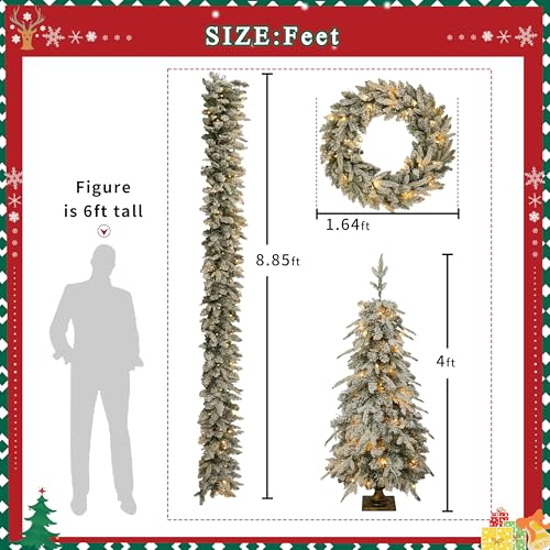 image for Merax Prelit Christmas Tree Set of 4pc, Set of 2 Artificial Potted Chr