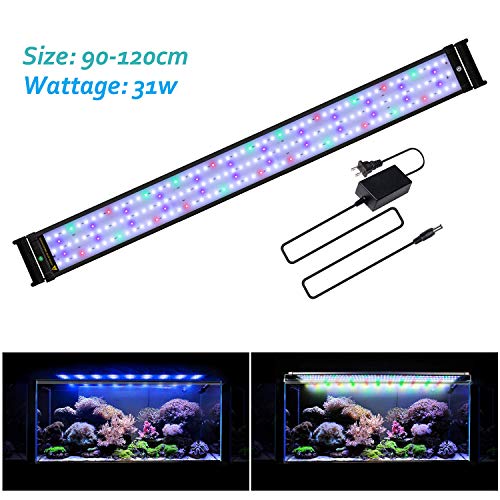 Joyhill LED Full Spectrum Aquarium Lights,Fish Tank Light with Extendable Brackets,Suitable for Aquatic Reef Coral Plants and Fish Keeping 31W (Fit 90cm-115cm/36-46 inch)