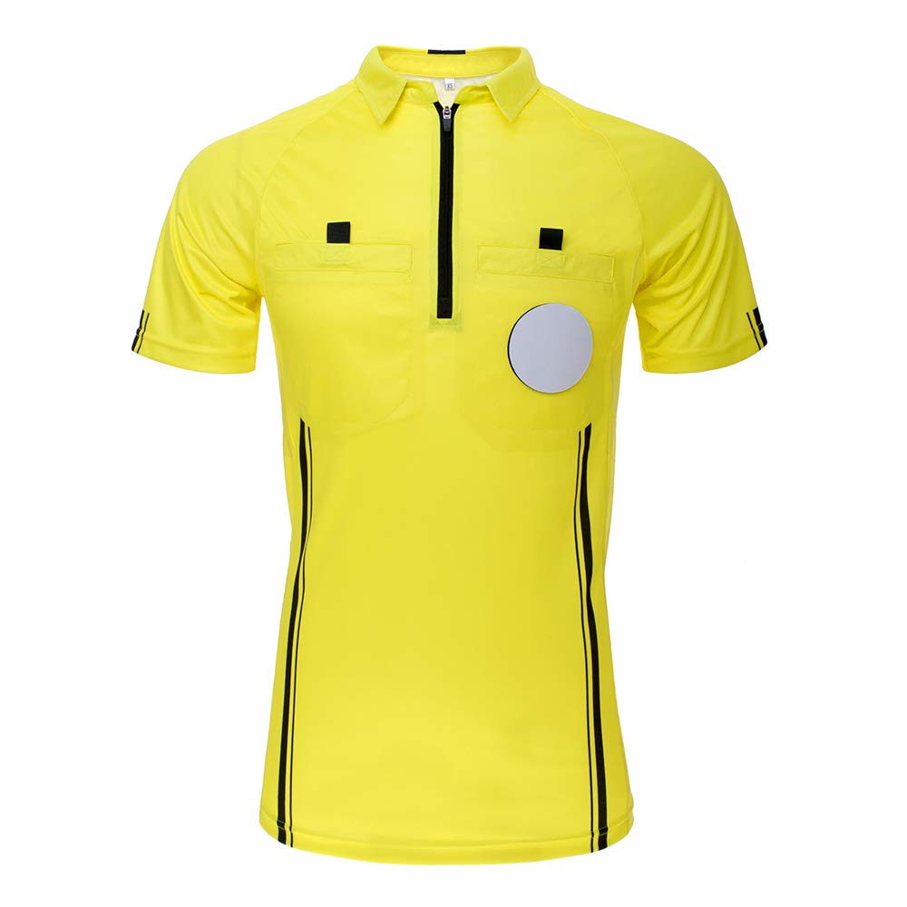 TopTie Camiseta Manga Corta Camisetas árbitro Disfraz Deporte Ropa Camisetas fútbol Polo T-Shirts con Dos bosillos Cremallera 1/4