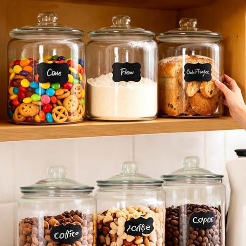 Image of bellemax 700ML Clear Glass Storage Jar With Air Tight Glass Lids- Airtight Food Jars Glass Kitchen Containers For Pantry, Pickle Jar, Sugar Pasta Cereal Flour Sugar Storage Jar (BM-08, Set of 2)