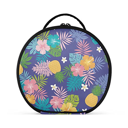 linqin Caja organizadora de maquillaje de viaje para mujer, estuche de maquillaje portátil con divisores ajustables, frutas tropicales, flores, bolsa para el cuidado de la piel para artículos de