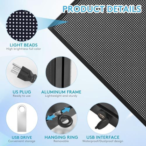 Image of P5 LED Sign 39x14 inch, WiFi Programmable LED Display Board,Full Color RGB Advertising Sign Scrolling Message Board for Business Supports Video Image Text for Store Commercial Display