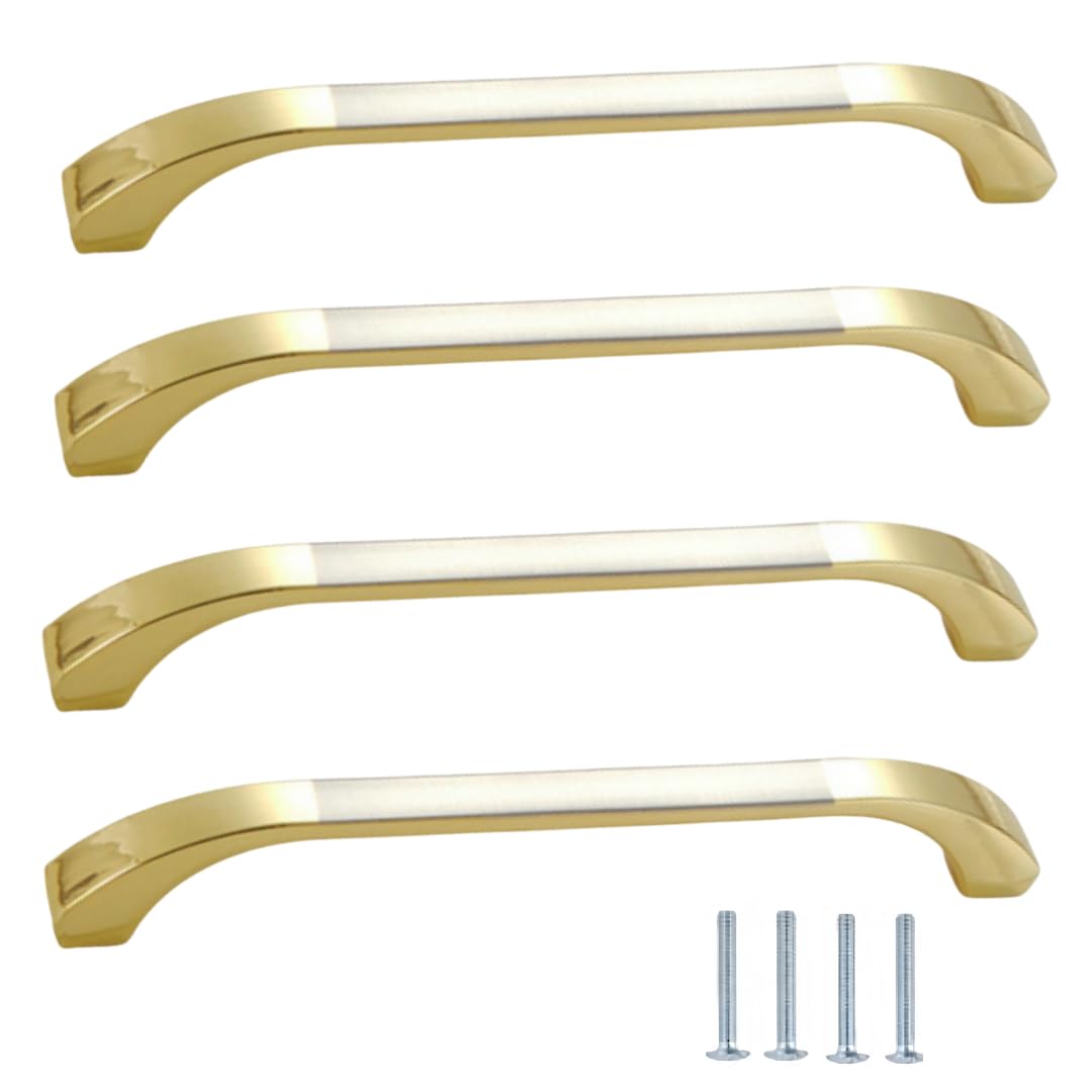 Nlqcsxwep Double Gold 128Mm Zinc Alloy Cabinet Bow Handle, Aluminum Alloy Cabinet Drawer Wardrobe Door Handles 4 Pcs Multicolor 96Mm-128Mm(Double Gold 128Mm)