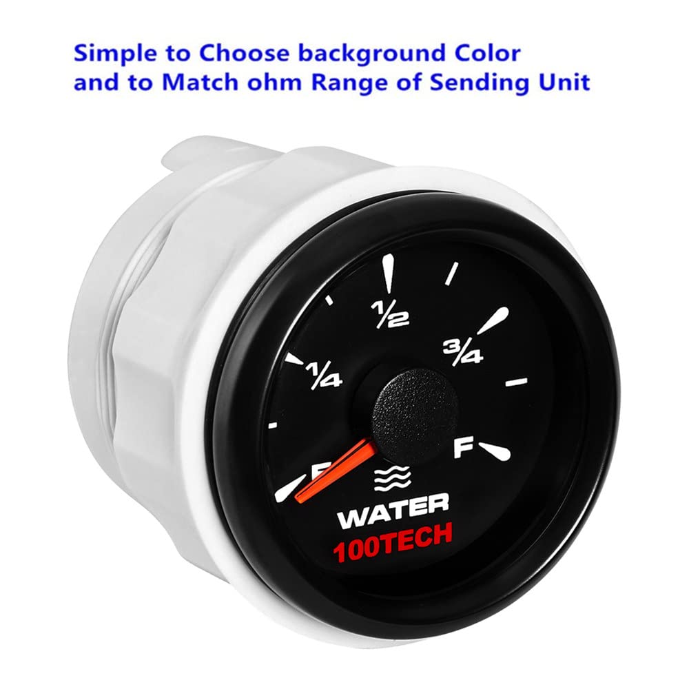 100TECH Water Level Gauge 240-33ohm RV Truck Water Tank Gauge Marine for Boat RV 0-190ohm 240-30ohm 0-180ohm 10-180ohm All Black
