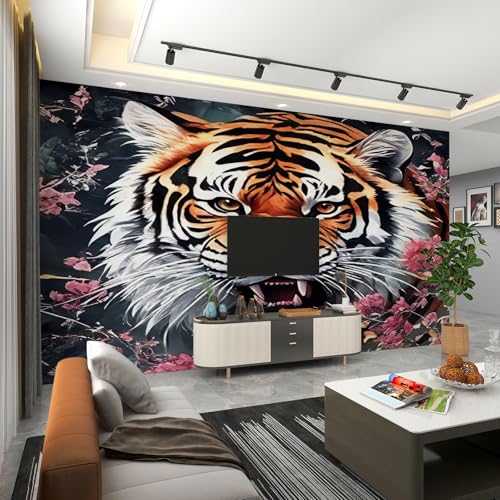 Papier peint tigre à fleurs pour métamorphoser un salon