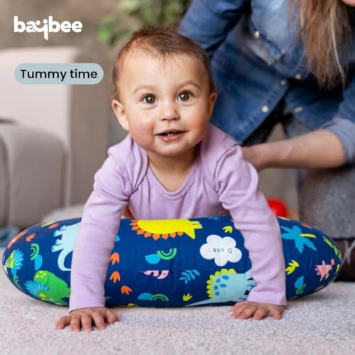 Image of BAYBEE Feeding Pillow for New Born Baby | Breast Feeding Pillow with Removable & Washable Cover | Nursing Pillow for Breastfeeding Support Cushion for Propping, Tummy Time & Sitting for Baby (Blue)