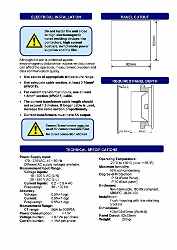 DATAKOM DKM-401 Digital Multimeter Panel, 96x96mm, 3 Phase