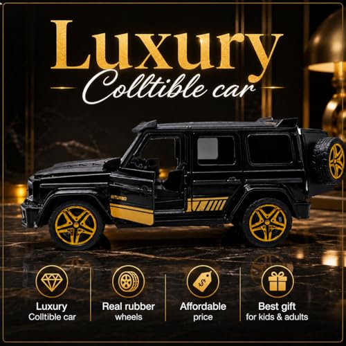 Image of Mercedes-Benz G-Class G-Wagon Diecast Alloy Metal Body Toy Car 1:36 Scale Pull Back Model SUV with Opening Doors, Hood & Tailgate Luxury Collectible Car for Kids & Adults Black
