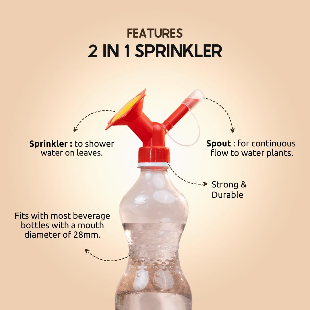 Nurturing Green® Dual Head Bottle Sprinkler & Nozzle for Watering Plants | Reusable Gardening Tool (Color: Red | Pack of 2) [Pls. Note: Plants are not Included] - Image 4 thumbnail