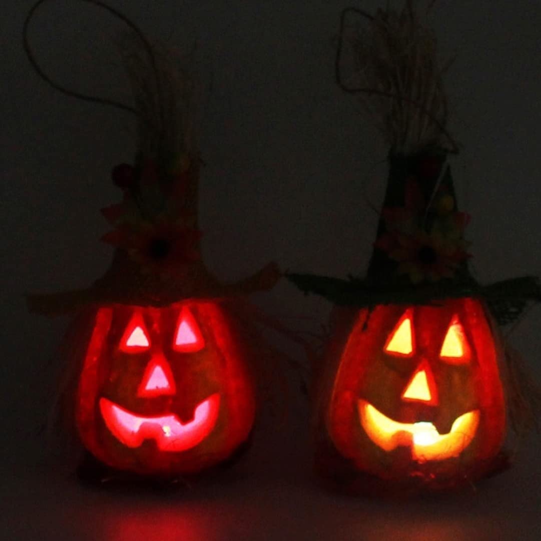 Latarnia na Halloween 2 Szt. Latarnia Z Dyni Na Halloween Migająca Lampka Dekoracyjna Pianki Dyniowej Rekwizyty Ozdoby Do Przechowywania Dekoracja na Halloween