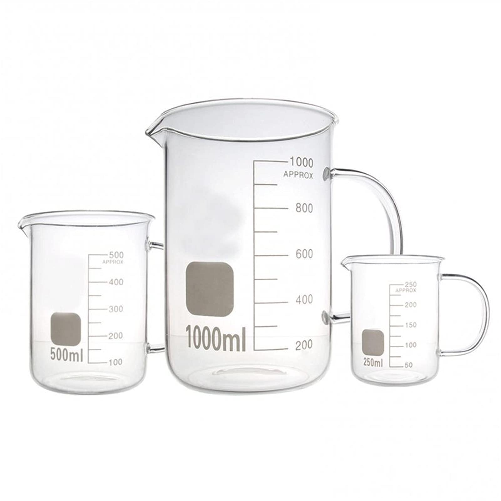 Becher sperimentale 50/100/250/500/1000ml Becher Capacità di vetro senza piombo Scala di vetro resistente alle alte temperature Becher Strumenti di misurazione Laboratorio, cottura al forno (Color :