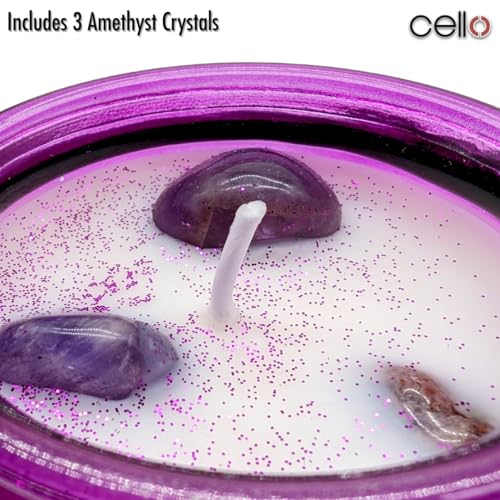 Cello Amethyst Scented Candle with Spinner - Stunning Crystal Candle with Amethyst Gemstones - Anxiety Gifts for Women - Image 3