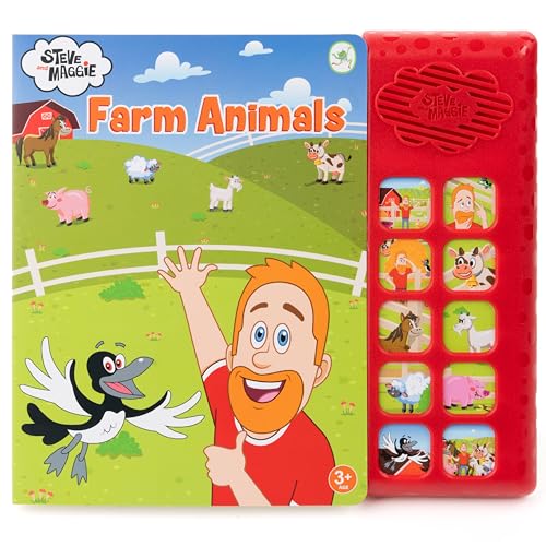 Image of Steve and Maggie Sound Book - Interactive Sing Along Books for Toddlers 10 Button Musical Learning Toys, Talking Books for Kids Educational Gifts for Boys & Girls (Farm Animals)