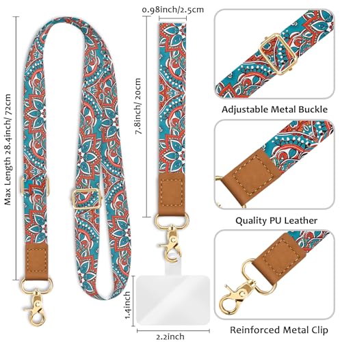 Image of Piefly Cell Phone Lanyard Crossbody Wrist Strap Adjustable for Women Boho | Travel Daily Cruise, Around the Neck, Hands-free, Universal, Fit Keys ID badge, Accessories, Compatible with Most Smartphones