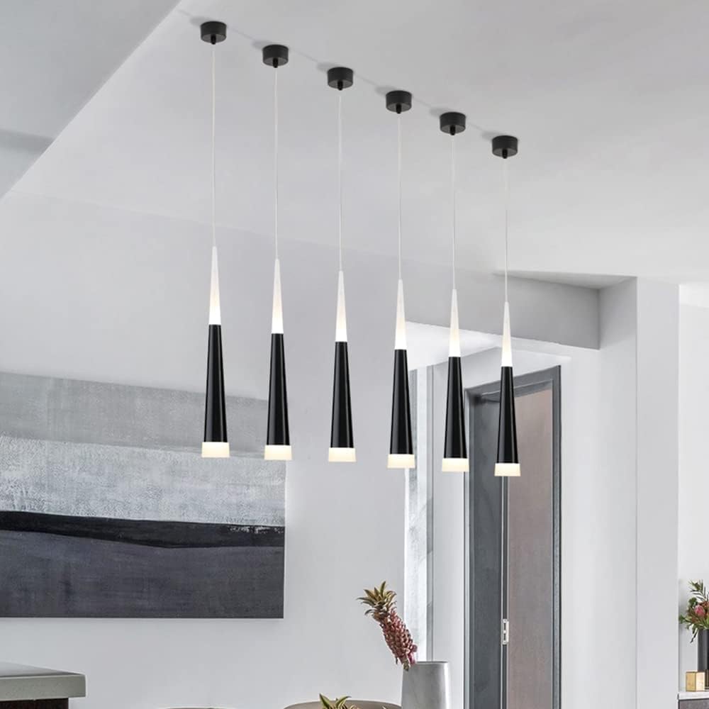Długa tuba Współczesna lampa wisząca Stożek Mini kuchnia Wisząca lampa 5 W Liniowy żyrandol LED Nowoczesna lampa przemysłowa do sypialni Jadalnia Przedpokój Biuro, srebrny Złoty Czerwony Czarny