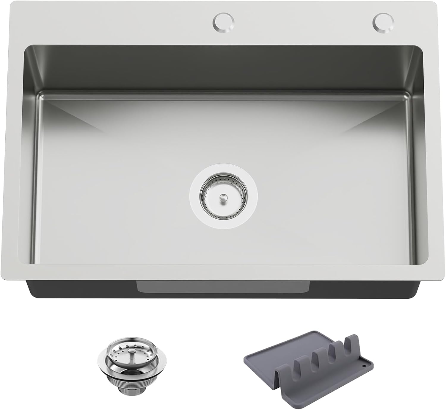 27x18 Inch Kitchen And Bar Sink-Stainless Steel Drop In Kitchen Sink Modern Single Bowl Topmount Bar Sink Come With Silicon Mat,Drain Strainer Set Compatibility With Various Kitchen&Bar Style 27x18 Stainless