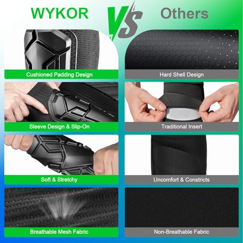 WYKOR Soccer Shin Guards with Sleeves for Kids Youth Adults Boys Girls - image 7