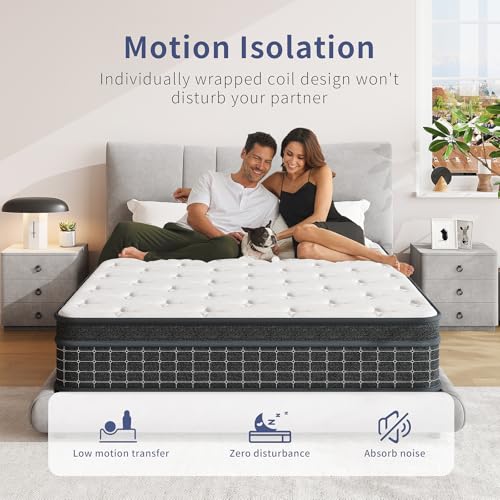 Image of SupremeSleep Queen Mattress, 12 Inch Queen Size Mattresses in a Box, Individually Wrapped Pocket Coils for Isolate Motion,Pressure Relief, CertiPUR-US Certified, Support Comfort & Medium Firm