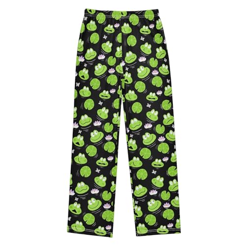 Frog Leaves Butterfly Boys Long Pants Soft Trousers Elastic Waist Kids Lounge Bottoms with Pockets S-XL