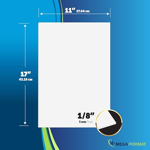 Miniatura 2 de Mega Format Hojas de plástico de PVC expandido, hoja blanca rígida de 11 x 17 pulgadas para manualidades, señalización y exhibiciones, tablero de