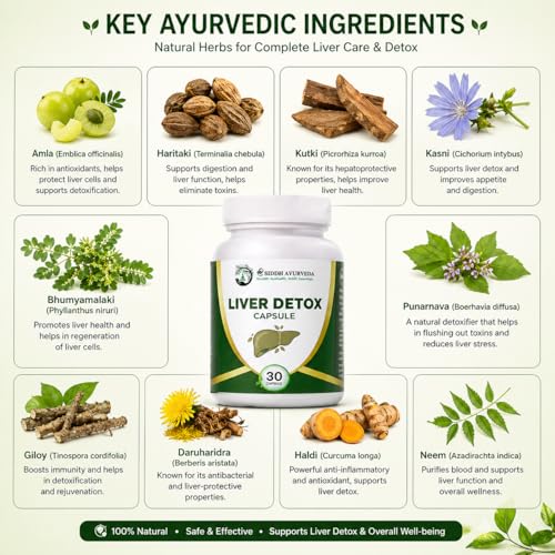Image of Liver Detox Capsules | Ayurvedic Herbal Supplement for Liver Cleanse, Digestion & Detox Support | Helps Remove Toxins, Improve Metabolism & Energy | Natural Formula by Siddh Ayurveda | 30 Capsules (Liver Detox Capsule)