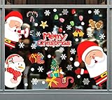  Feliz Navidad Pegatinas de Ventana Divertidos Saludos Extraíbles Decoracion Navideña Regalos para Escaparates árbol de Navidad Papá Noel Vinilos Navideños，Buena adherencia, no se necesita pegamento