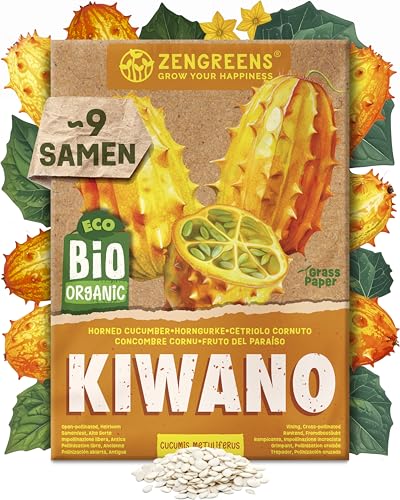 ZenGreens - Bio Kiwano Samen - Kiwanosamen - Gemüsesamen für den einfachen Anbau im Garten Balkon oder Hochbeet - Gemüse Saatgut