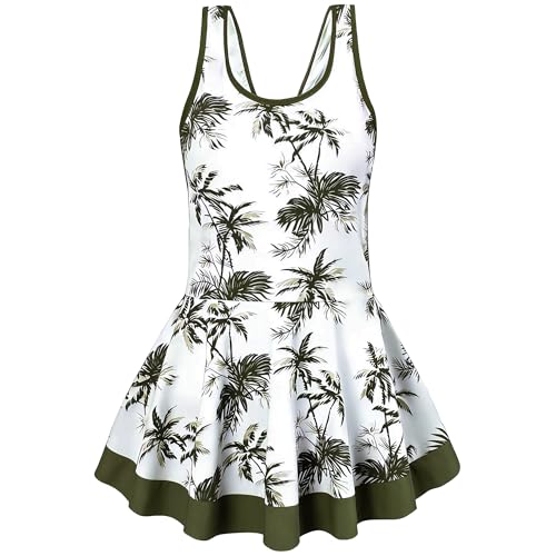 Image of Akokvlar Girl One Piece Swimsuit with Skirt Bathing Suit Swimwear 3-16Y