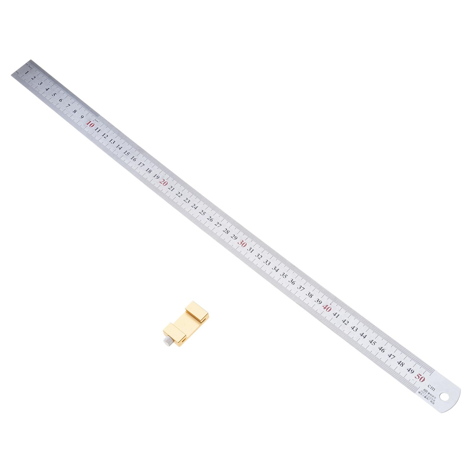 Tsophreniq 50Cm Professional Woodworking Scale With Alignment Block Aluminum Marking Ruler For Enhances Accuracy In Woodcraft Tasks Golden Marking Gauges For Carpentry