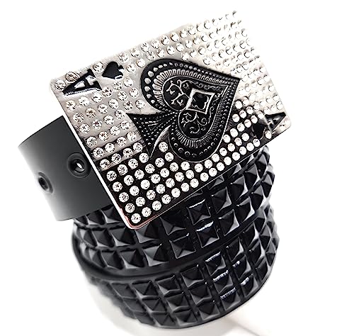 Ace of Rhinestones Pyramid Studded Leather Belt