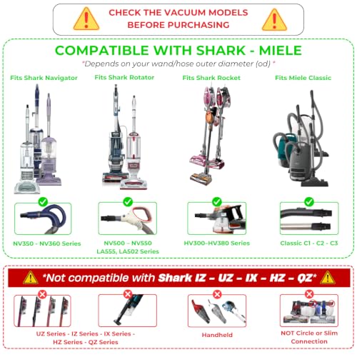 Image of For Shark Vacuum Dust Brush with Adapter Kit - Compatible with Shark Navigator Rotator NV360 NV351 NV350, NV500 NV501 HV300 HV301 HV371 HV372 - Vacuum Attachments & Accessories