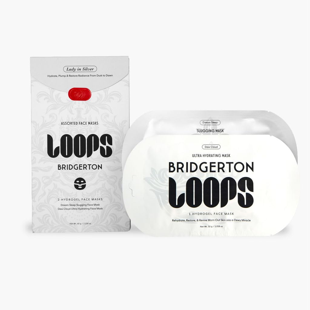 LOOPS Bridgerton™ NETFLIX Lady in Silver Set - Korean Face Masks, 2pc | Includes Dew Cloud & Dream Sleep hydrogel face mask, dermatologist approved, cruelty-free, no parabens for all skin types