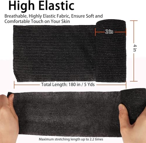 Image of A-Tape Breathable Self Adhesive Cohesive Bandage for Humans & Pets (Dogs, Cats, Birds) -Sports, Wrap, Athletic, Non Woven First Aid Medical, Wrist, Swelling (10 cm X 4.5 mtr) (Pack Of 2, Black)