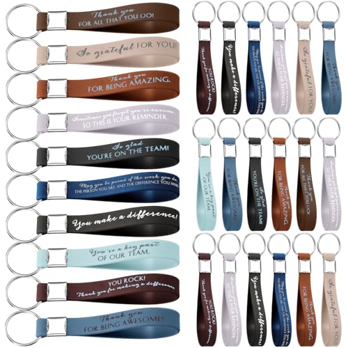 Image of Nosiny 30 Pcs Keychain Appreciation Gift Bulk Back to School Teacher Employee Coworker Inspirational Thank You for Office