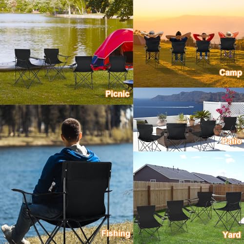 Image of HaSteeL Camping Chairs 4 Pack, Oversized Folding Lawn Chairs for Adults | Solid Construction, Portable & Light Weight, No Assembly Required