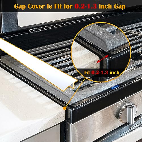 Image of KindGa Silicone Stove Counter Gap Cover - 25 Inch Gap Filler 2 Pack White | Stove counter gap filler, oven side gap filler sealing spills between kitchen appliances, stovetop oven strips gap countertop