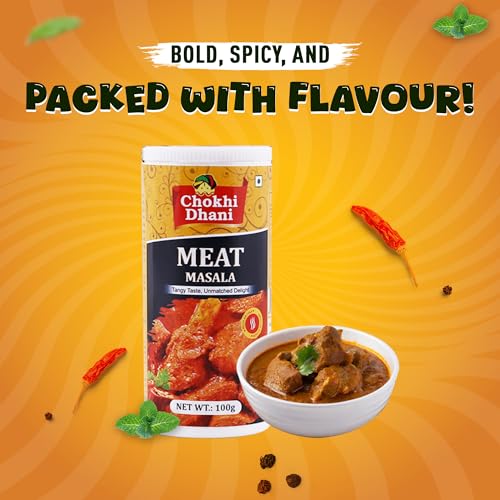 Image of Chokhi Dhani Meat Masala 100g | Chicken & Mutton Curry Spice Mix | Dhaba Style Gravy Masala | Aromatic Indian Non-Veg Masala | Restaurant Style Flavour