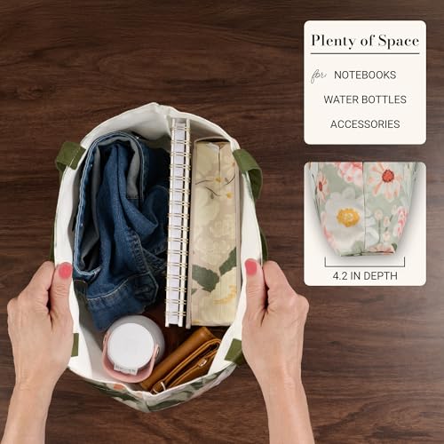 Image of Christian Art Gifts Natural Canvas Tote Bags for Women with Inspirational Scripture, Easy Carry Woven Shoulder Straps