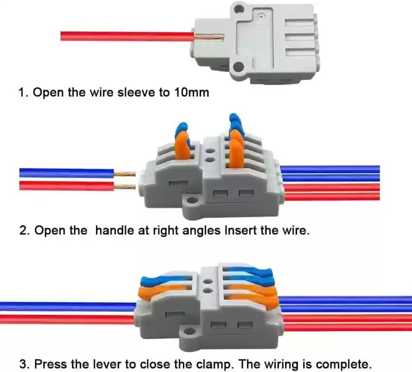 Image of ROBOWAY 10Pcs LT-422 Lever Wire Connector, 2 In 4 Out Push-in Lock Universal Terminal Block for 0.08-4.0mm Electrical Wires, Compact Splicing Connector, Easy Reusable Wiring Terminal (Pack of 10)