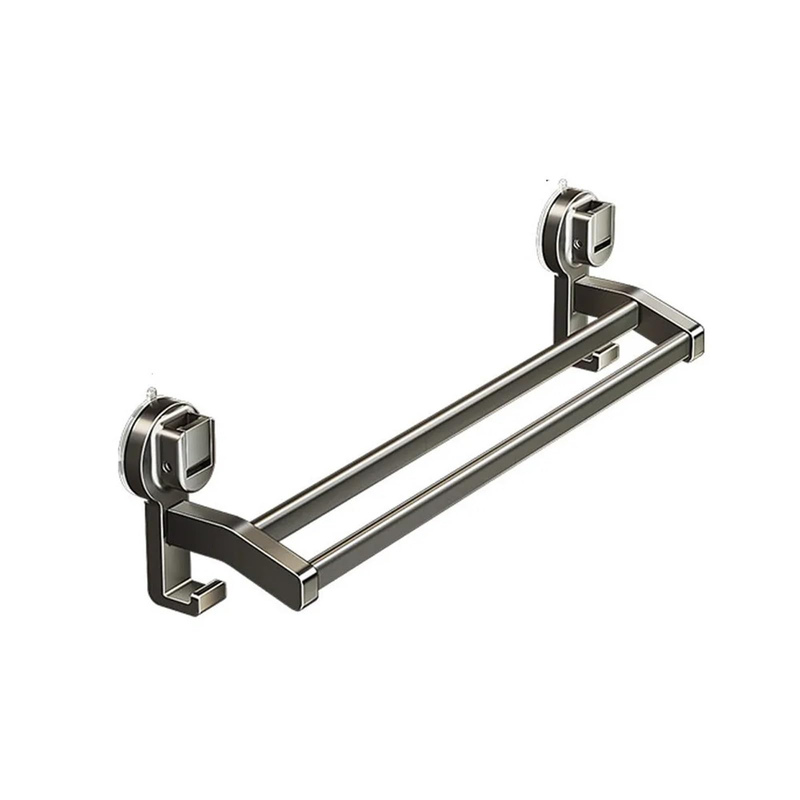 Bathroom towel rail 30/40/50CM Aluminum Towel Rack Grey Strong Load-bearing Wall Mounted With Hook No Punching Double Pole Hotel(Double Pole,30cm)