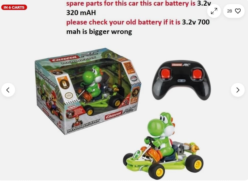 Miniatura 5 de Batería robótica para vehículos Carrera Mario Kart Mach RC (3.2 V 320 mAh)