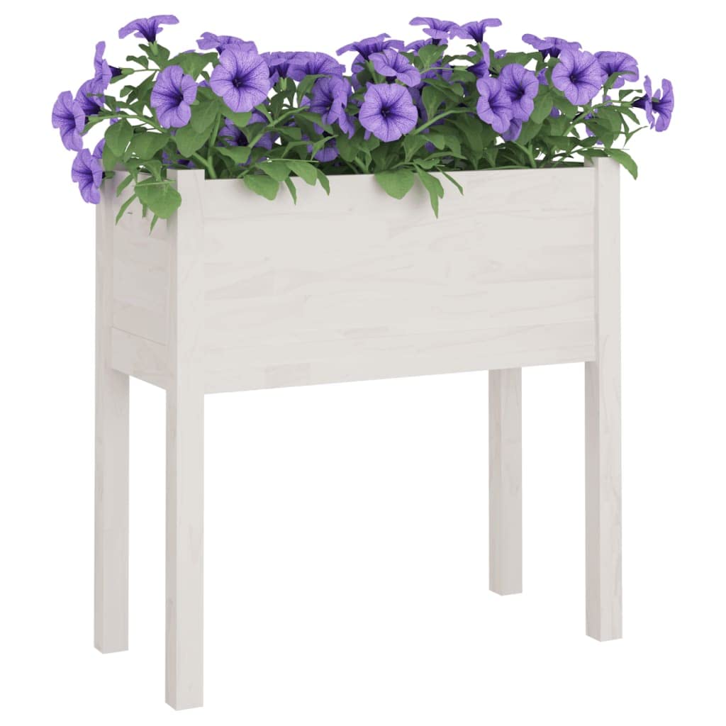 Donice ogrodowe 2 sztuki biale 70x31x70 cm drewno sosnowe duze skrzynie na kwiaty taras balkon ozdobne pojemniki roslinne