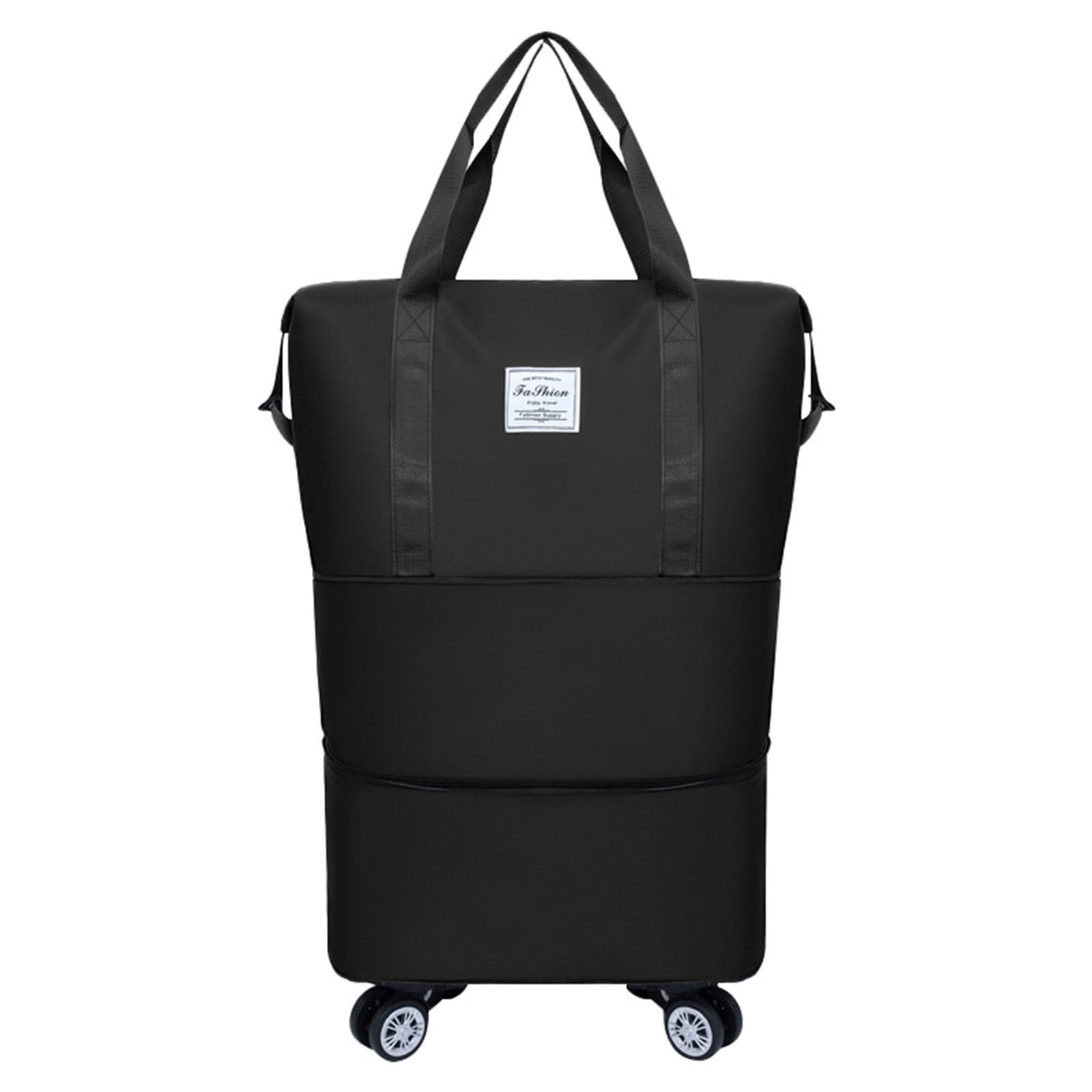 Suitcases With Wheels Expandable Foldable Luggage Bag Detachable Rolling Duffle Bag With Wheels Carry On Large Duffel Bag Kids Scooter Luggage for Girls (Black, One Size)