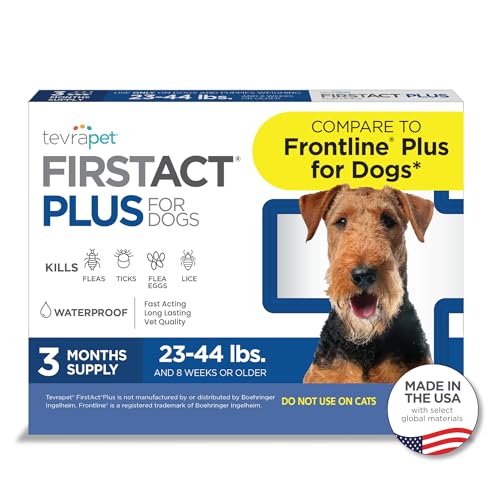 FirstAct Plus Flea Treatment for Dogs, Medium Dogs 23-44 lbs, 3 Doses, Same Active Ingredients as...