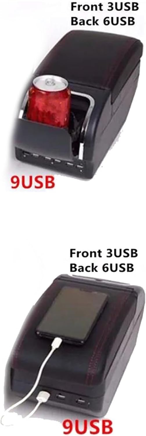 Car Armrest Box With Cup Holder Double Layer Storage Armrest Box With 9 USB Ports For Toyota For Yaris For Vitz Hatchback 2006-2011