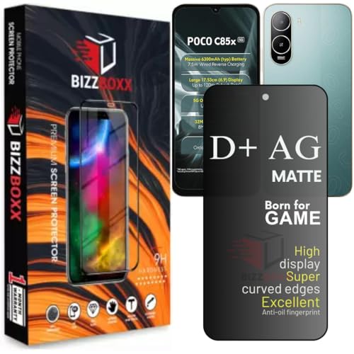 Image of D+ AG Matte Tempered Glass Screen Guard Protector For POCO C85x Temper Glass Anti Fingerprint Gaming Special With Camera Cut (For POCO C85x / C 85x - 6.9 Inch)- Pack of 1