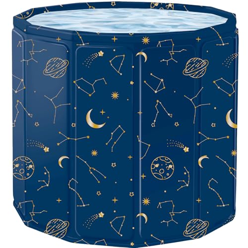 折りたたみ浴槽 ポータブルバスタブ 組立不要 折り畳み風呂 簡易風呂 露天風呂 バケッツ 簡易浴槽 浸漬式 SPA 丸型 保温 コンパクト 収納便利 大人 子供 家庭用 (星の緑, 80x66cm)