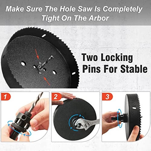 Image of 9 Inch Hole Saw with 1 /2 inch Hex Shank Quick Change Arbor, JTemgle Bi-Metal Hole Saw Heavy Duty Hole Cutting Tool for Cornhole Boards, Recessed Lights, Wood, Plastic, Drywall & Soft Metal